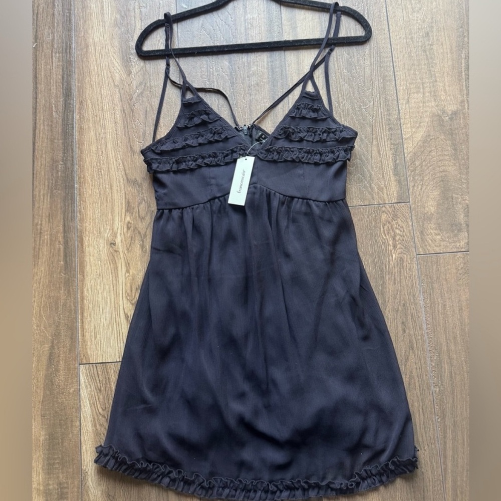 NWT TRIXXI Black Ruffled Top